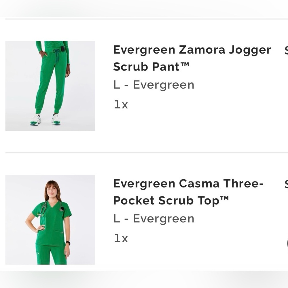 Women's Green Jogger Scrub Pants and Casma Three Pocket Scrub Top